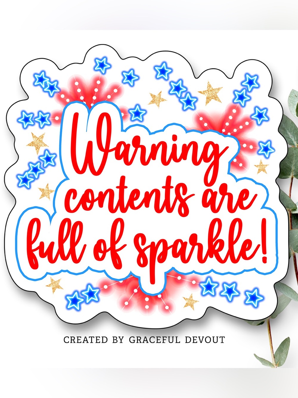 Warning Contents Are Full Of Sparkle! - 2" (inches) (48ct.) Stickers